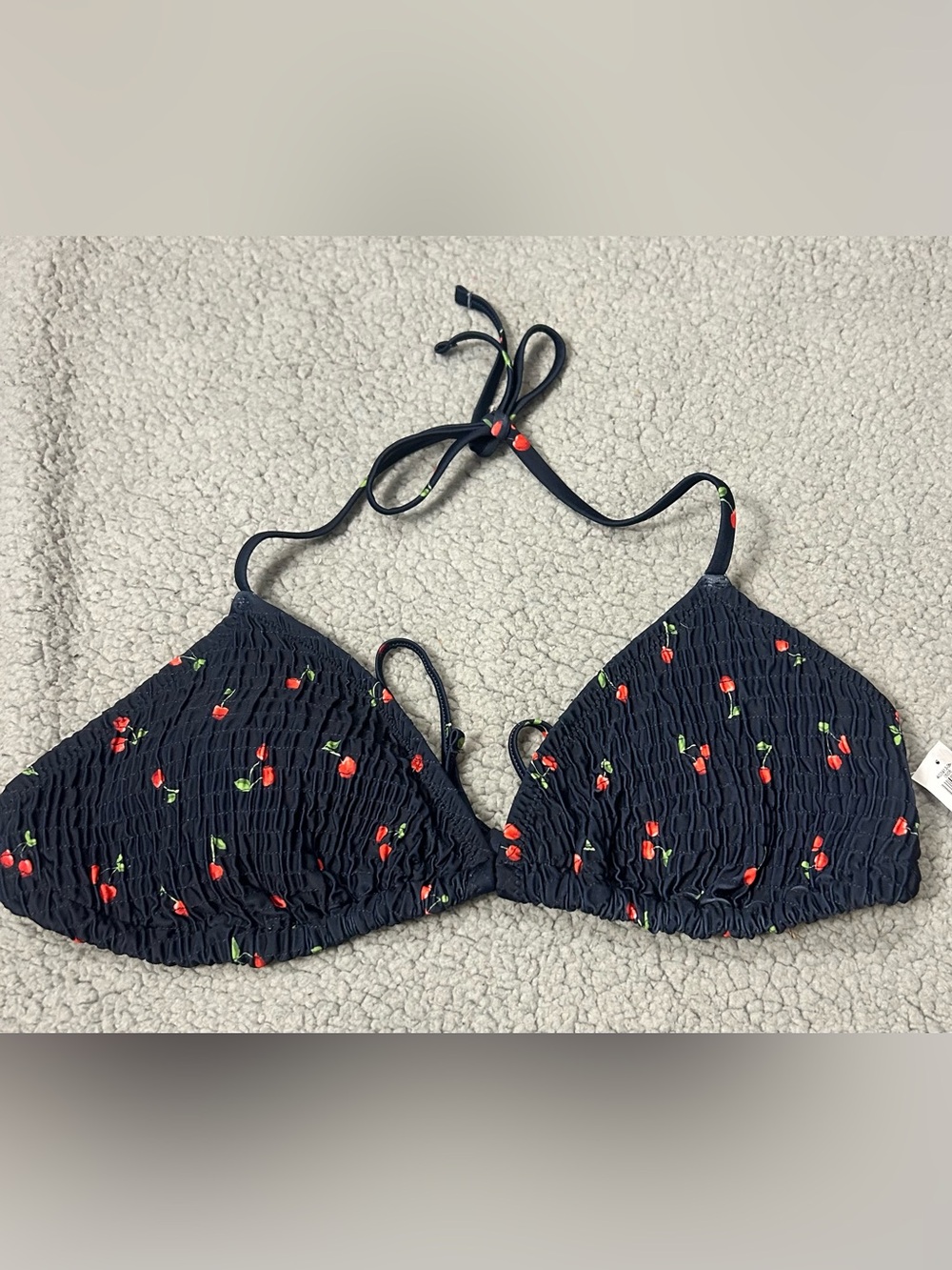 NWT Old Navy Navy Blue Cherry Print Triangle Swim Top Size XXL